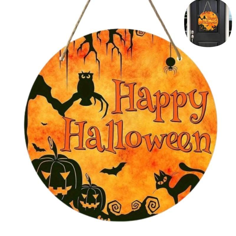 Pumpkin Halloween Wooden Trick Or Treat Decoration Haunted House Door Hangings