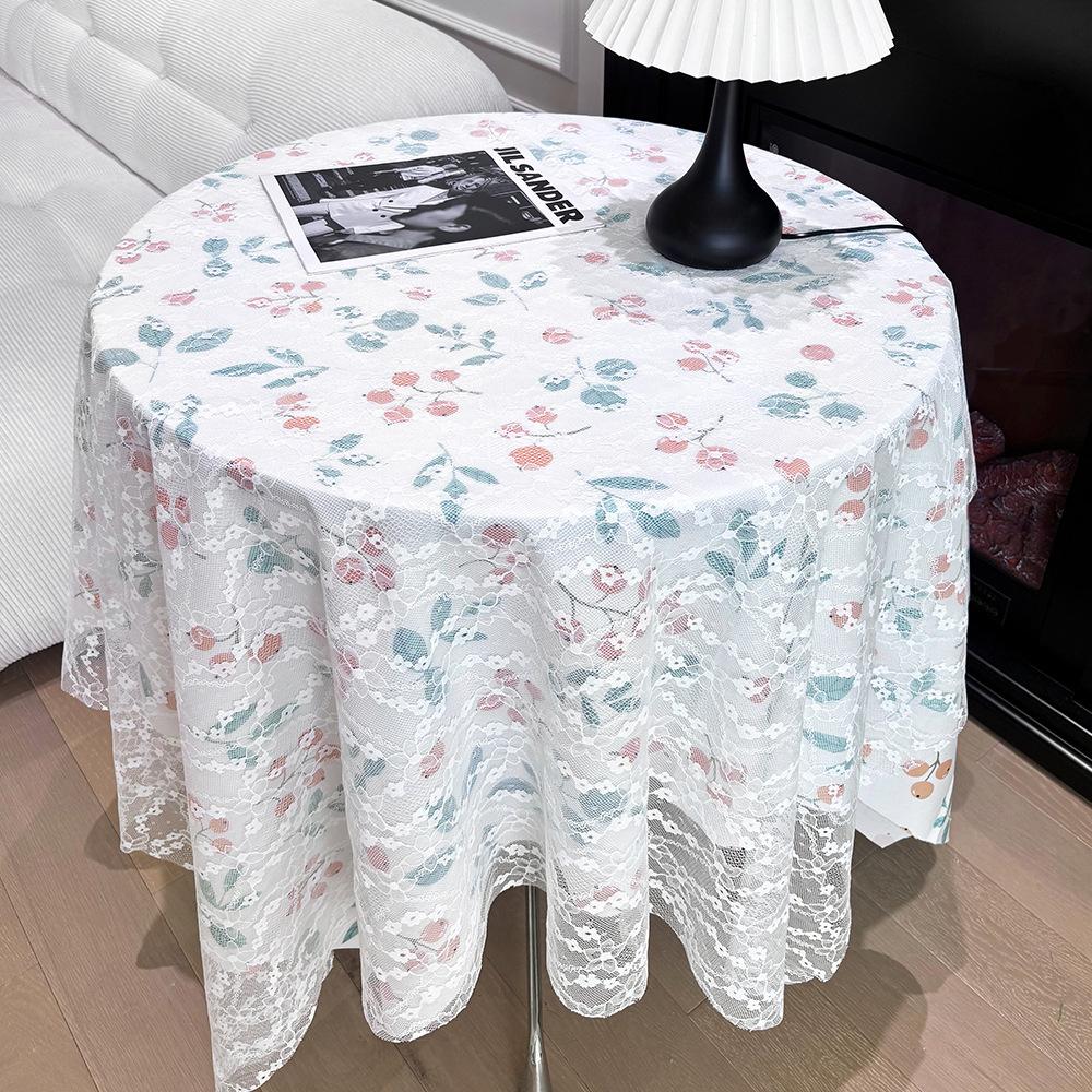 Lace Floral Tablecloth Desk Flannel Fabric Decoration Small Coffee Table Bedside Table Rectangular Retro Korean Style