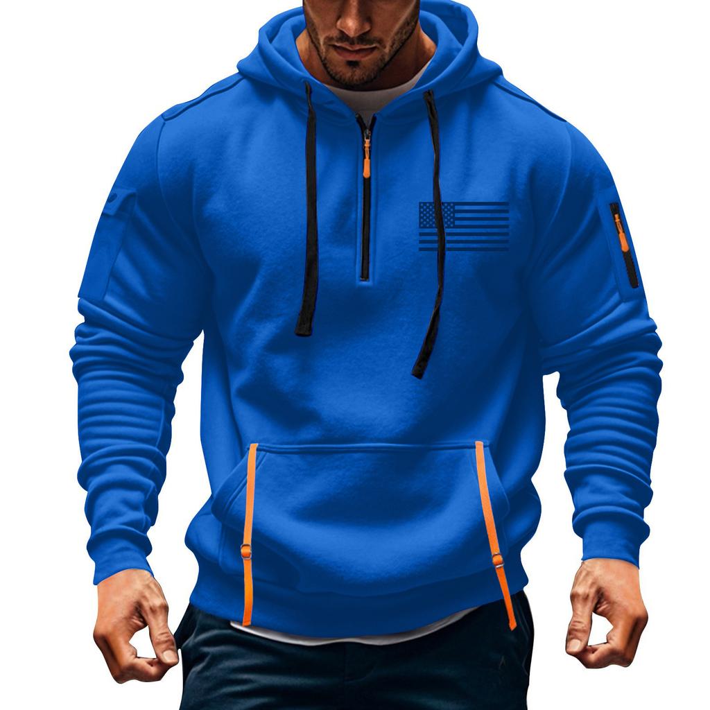 Men's Printed Sweatshirt Hoodie Zipper Arm Pocket Cardigan Men's Sports Large Size Casual Hoodie