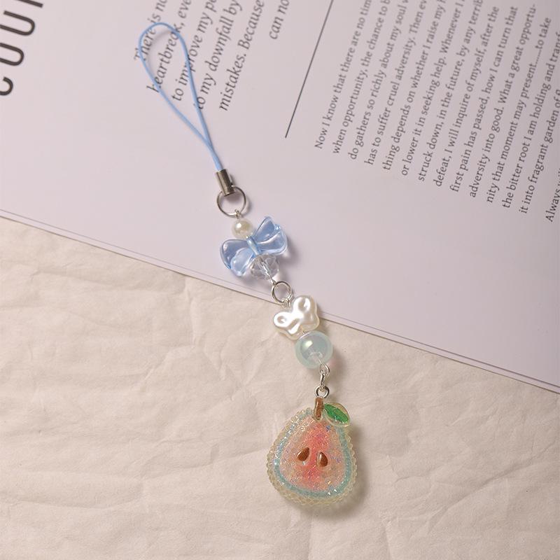 Милый Девушка Алмаз Блестящий Фрукт Бусины Телефон Шарм Шнурок