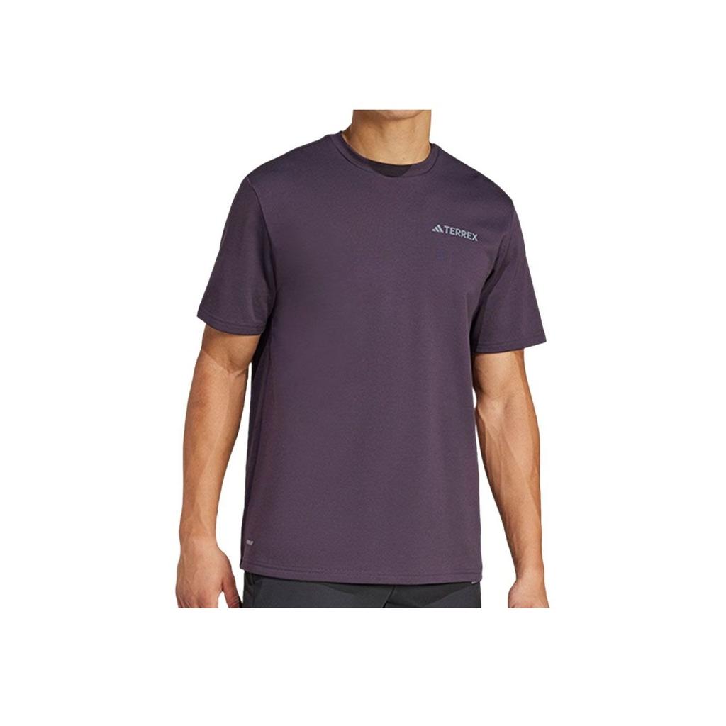 Adidas Terrex Outdoor Quick-Dry Crew Neck Short Sleeve T-Shirt Men Tops Purple JI8307