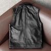 New Mens Leather Vest Genuine Cowhide Slim Fit Short Waistcoat Biker Jacket Fashion Trend