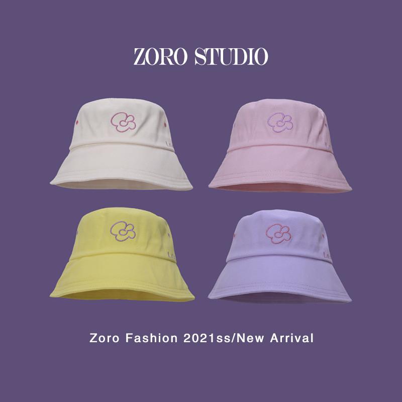 Sweet Embroidered Floral Cotton Bucket Hat For Women Breathable Short Brim Design