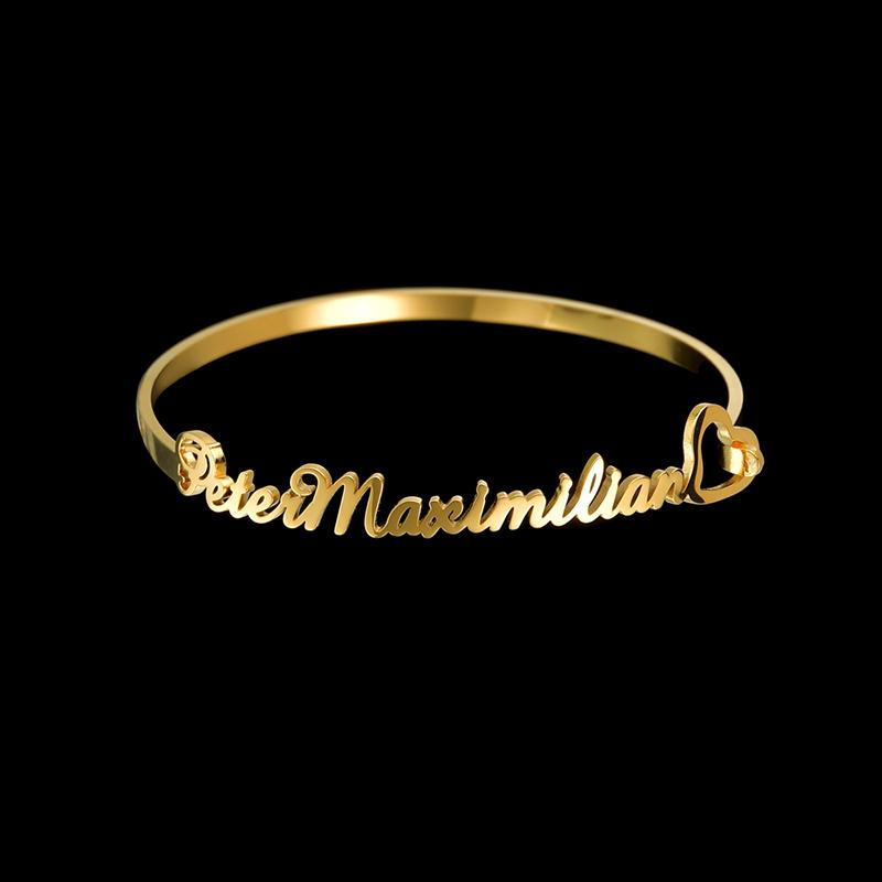 Customized Name Bracelet Personalized Custom Charm Gold Color Bangles for Women Stainless Steel Chrismas Jewelry Gift