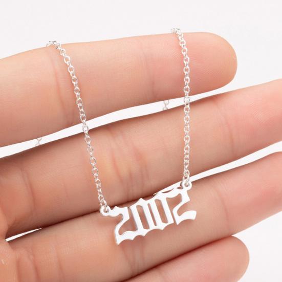 1980-2019 Doğum Yılı Numarası Charm Kolye Paslanmaz Çelik Zincir Kolye Takı
