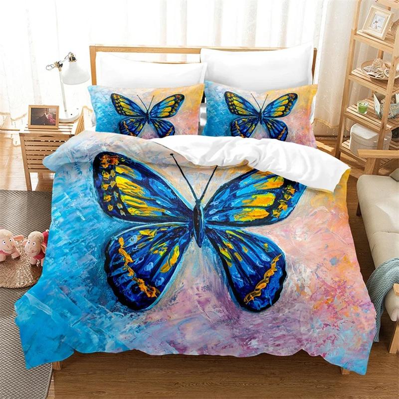 3D Printed Magic Butterfly Pattern Bedding Sets Exquisite Bed Supplies Set Duvet Cover Bed Comforter Set Luxury Birthday Gift