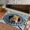 3D Visual Manhole Cover Cat Doormat for Entryway, Perfect for Holiday Dining and Home Decor, Indoor/outdoor Party Decoration, 2D Flat