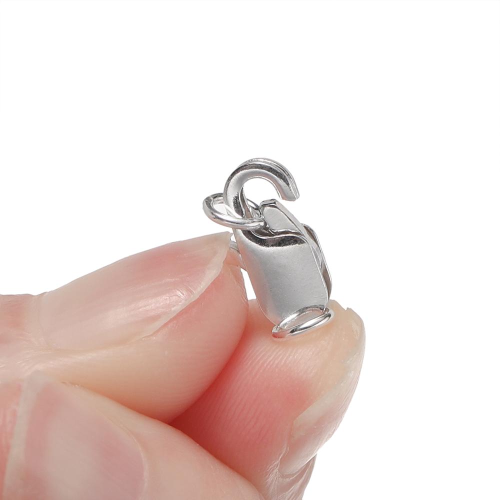 2Sets 925 Sterling Silver Spring Lobster Clasps Hooks Claw with Jump Rings for Jewelry Making Findings Making Accessories