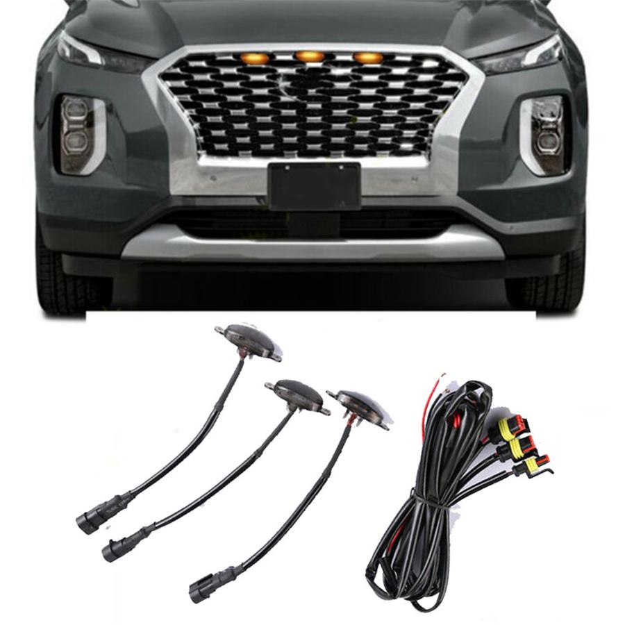 3Pcs LED Light Style Grille Trim For  Raptor For Chevrolet Silverado 1500 16-21
