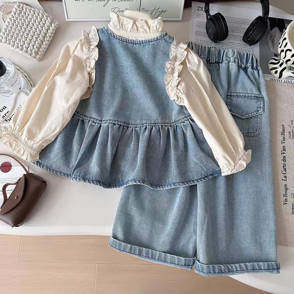Kid's 2 Piece Printed Suit Short Sleeve Button Up Top Wide Leg Pants Suit Set Pajamas Home Casual Suit