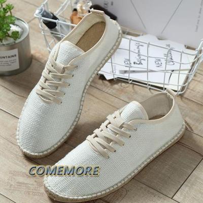 Men Canvas Shoes Breathable Female Loafers Slip On Solid Black White Spring Autumn Light Hemp Wrap Male Shoes Espadrilles Casual