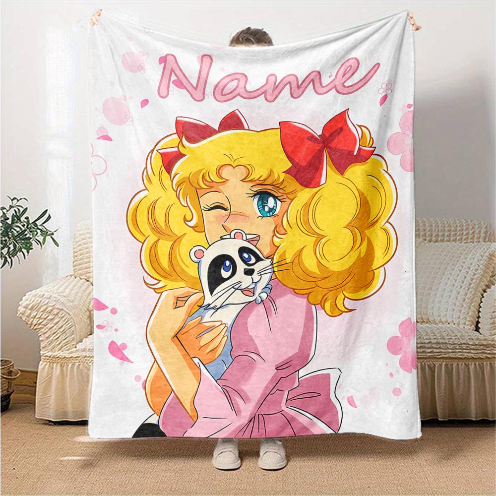 Customiz Name Personality Candy Candy (2) Blanket Soft &Warm Sofa Office Bed Travel Lunch Break Blanket, Gift Suitable for All Seasons