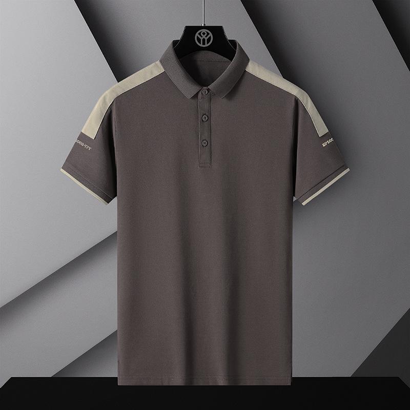 Men's Summer Polo Shirt T-Shirt Comfortable Breathable Splicing Tee Solid Color Loose Casual Lapel Short-Sleeve Shirt