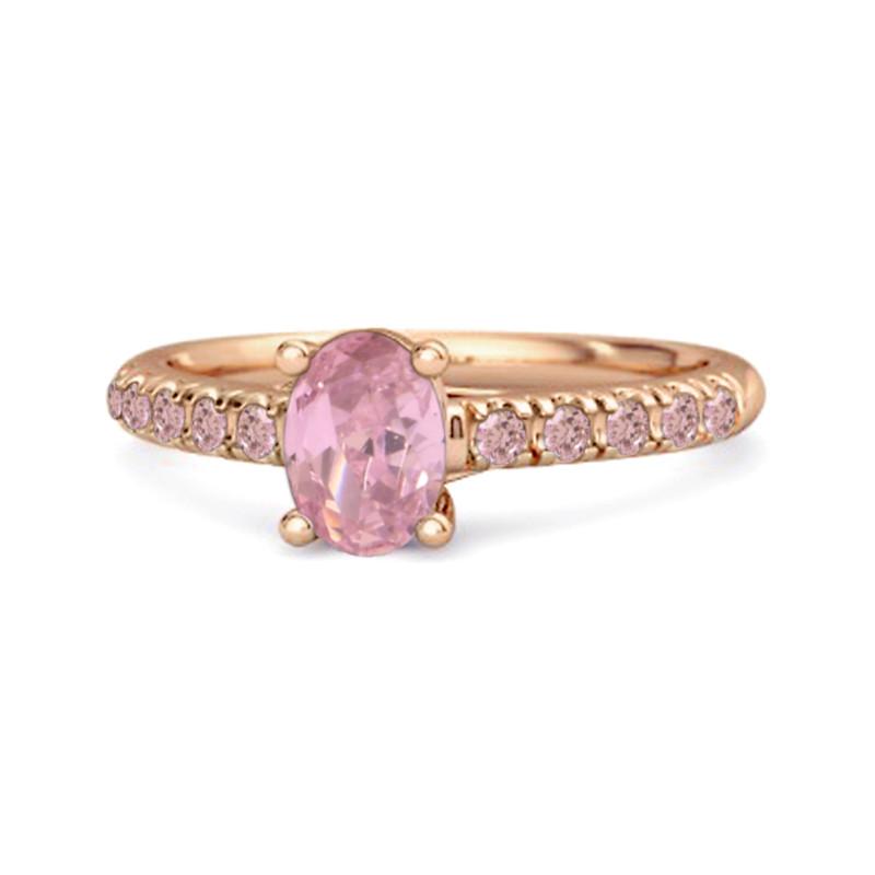 

Pink Topaz Pavé Band Classic Statement Ring - Sterling Silver Rose Gold Vermeil 10 рожевий колір золота