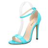 Sandali Sexy con Cinturino alla Caviglia Stampa Leopardo Tacco Alto Donna Punta Aperta Scarpe con Tacco Verniciate Scarpe da Festa