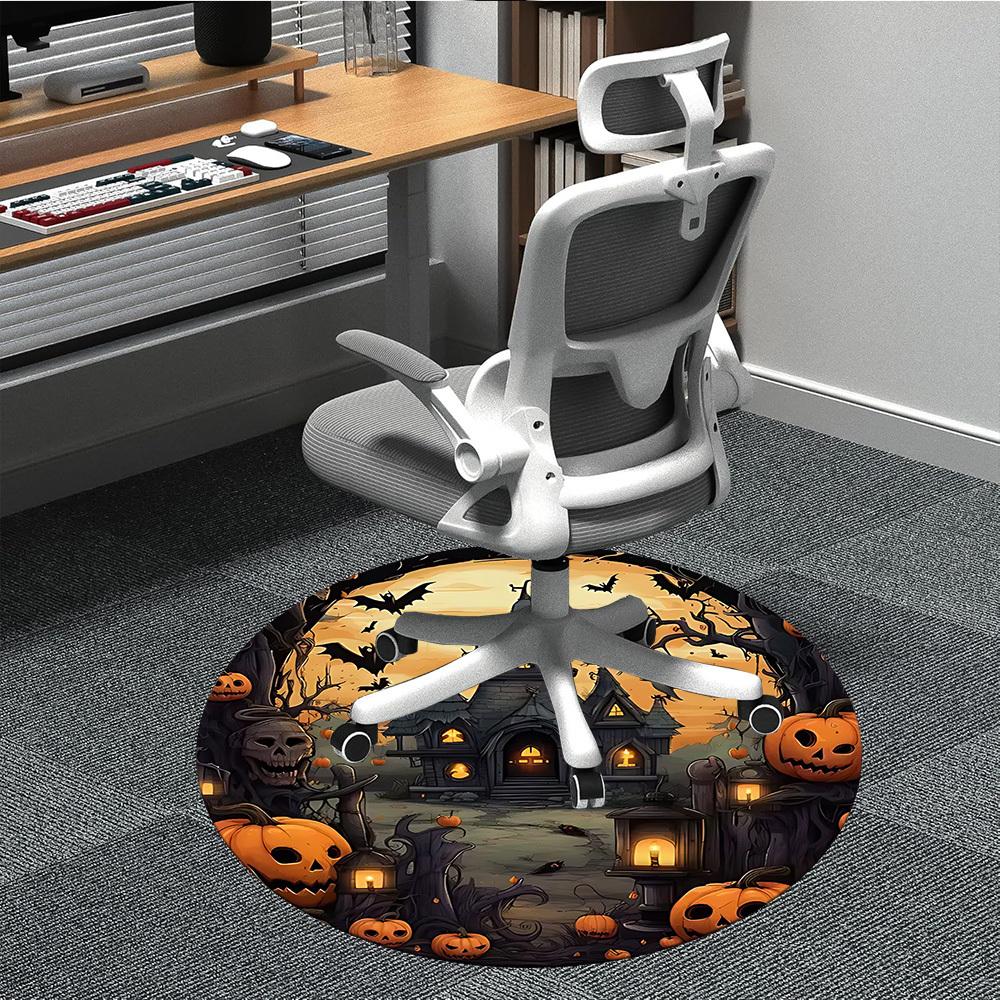 1pc Halloween Haunted Office Round Area Rug, Under Office Chairs Bedroom Living Room Home Decor, Room Deco, Available in Various Sizes