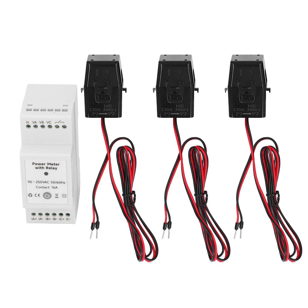 WiFi Energy Monitor 3 Phase 4 Wire Smart APP Control Electricity Usage Meter with Relay and 3x120A C