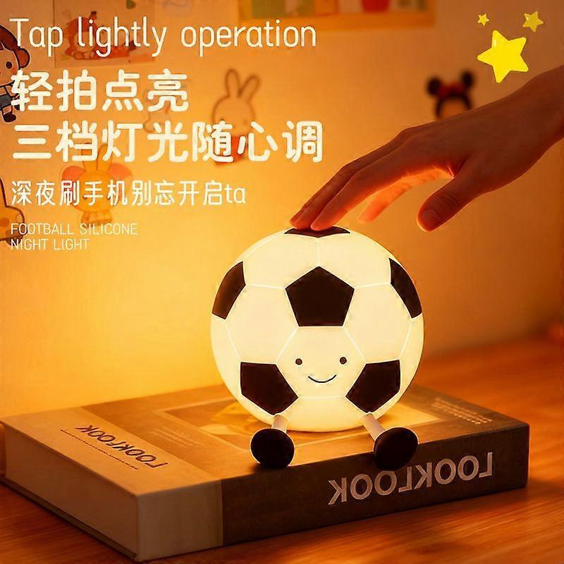 Happy Smiling Soccer Warm-Light Night LightThe Perfect Gift for Bedtime Stories In the Bedroom for Boys (With Timer)