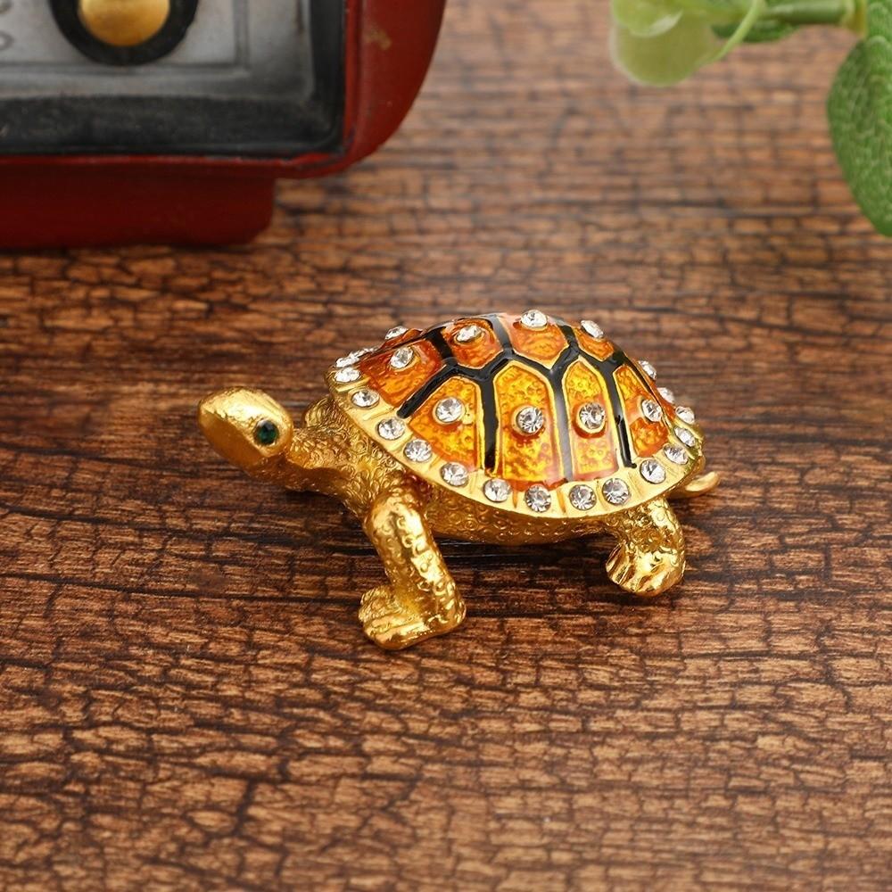 Decorative Turtle Jewelry Box Retro Metal Turtle Ornament Vintage Storage Case Gift Box