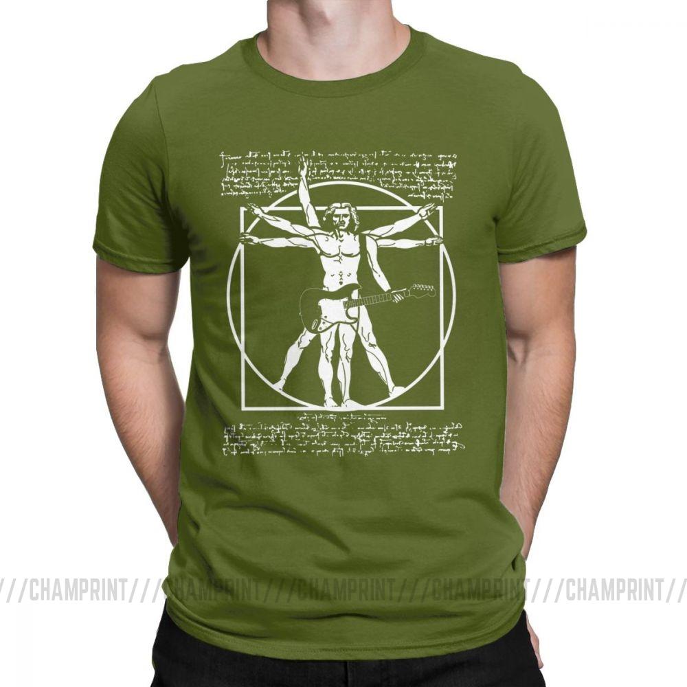 Vitruvian Man Playing The Guitar Mens T Shirt Da Vinci Guitarist Leonardo Funny Tee Shirt Cotton TShirt Gift Idea Clothes