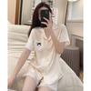 Youth Vitality Pattern Pajamas Women'S Summer Thin Side-Sleeved Lace Short-Sleeved Loungewear Two-Piece Set
