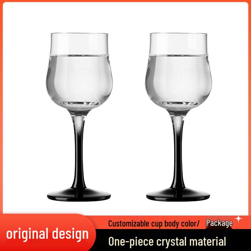 Vintage High-Stemmed Red Wine & Baijiu Glass - 2.5oz Black Stem, Creative Home Decor
