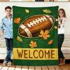Football and Autumn Leaves Flannel Blanket Soft Cozy Throws Napping Travel Use