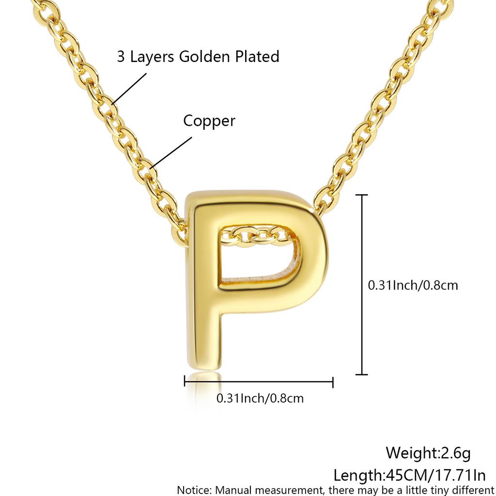 26 Large Capital English Letter Necklace Polished Smooth Hole-Punched Pendant Fine Chain Women's Item