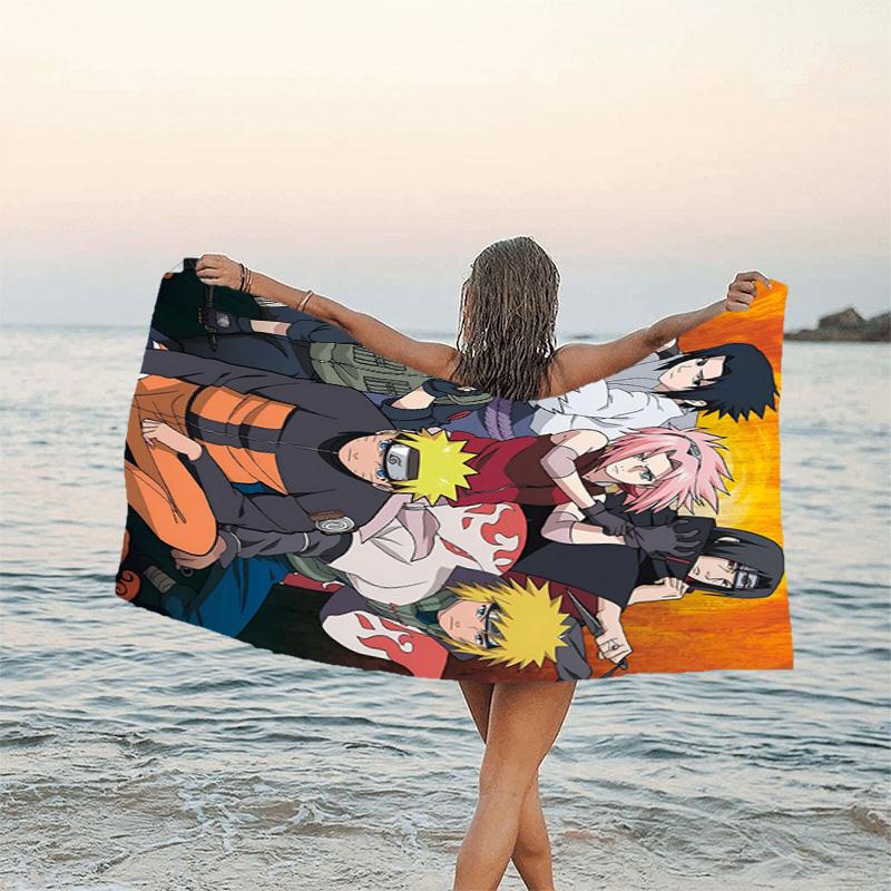 1pc NARUTO (2) Beach Towel, Beach and Seaside Swimming Pool Equipment, Fashion Pattern, Rectangular, Travel Essentials