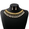 Vintage Fashion Jewelry Set, Dinner Dress Accessories, Geometric Water Drop Necklace, Diamond-Encrusted Pearl Earrings, Women'S