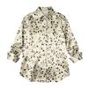 Camisa de mujer Blusa estampada Botones Manga larga Casual Camisa básica Cuello regular