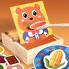Wooden Feeding Toy Matching Game Kids Learning with Spoon Food Sorting for Activity