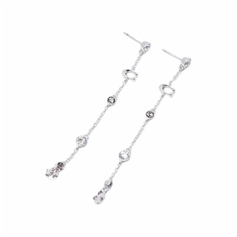 COACH Exquisite brass-plated glass brass-plated earrings women s silver