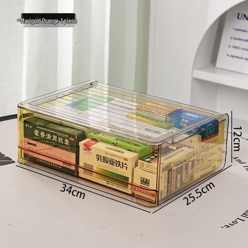 

Transparent Large-Capacity Medicine Storage Box: Moisture-Proof, Dust-Proof, Drawer Type for Home Use