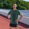 Men's Running T Shirts Men's Black/Light Green Crew Neck Moderate