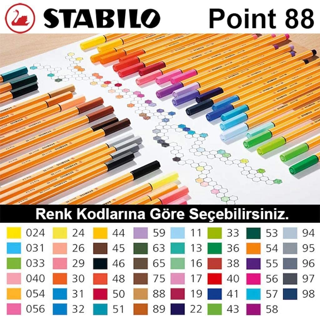 STABILO Point 88 Fineliner Pen - Assorted Colors (Pack of 50) [Parallel Import]