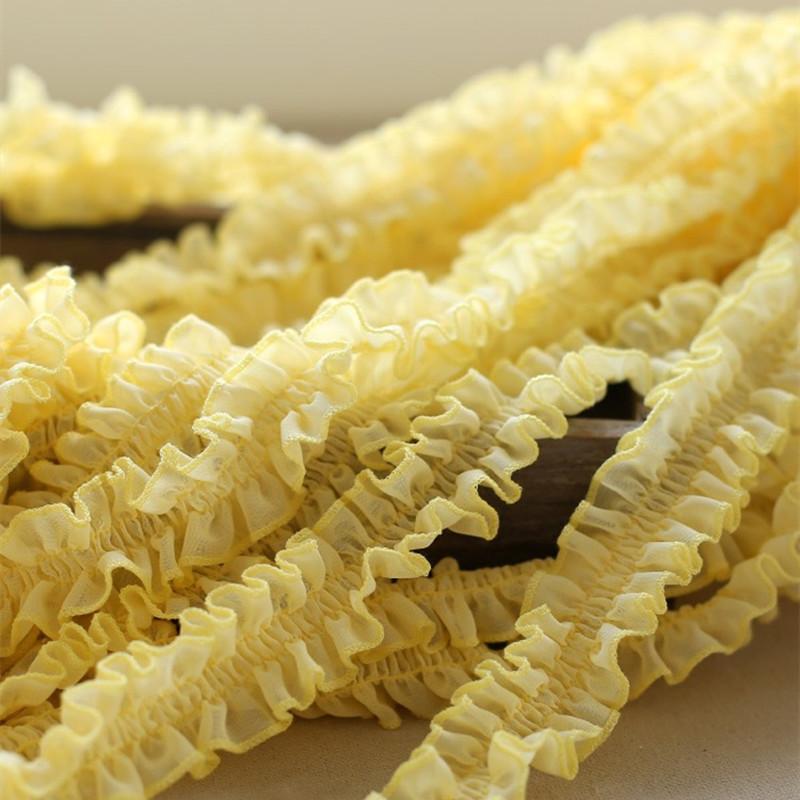 Bright Cartoon Color Chiffon Center Pleated Lace Ribbon DIY Children's Clothing Skirt Headband Headgear Hat Handcraft Materials