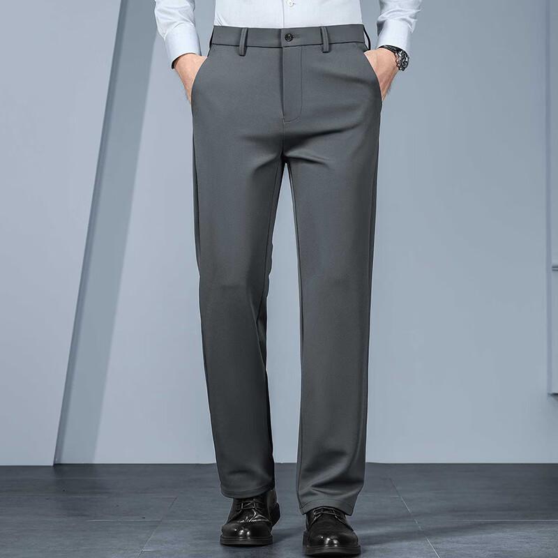 Fengxun Men's Thickened Stretch Business Casual Straight Trousers