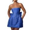 Women's Fashionable And Elegant Sexy Jacqard Strapless Bow Dress