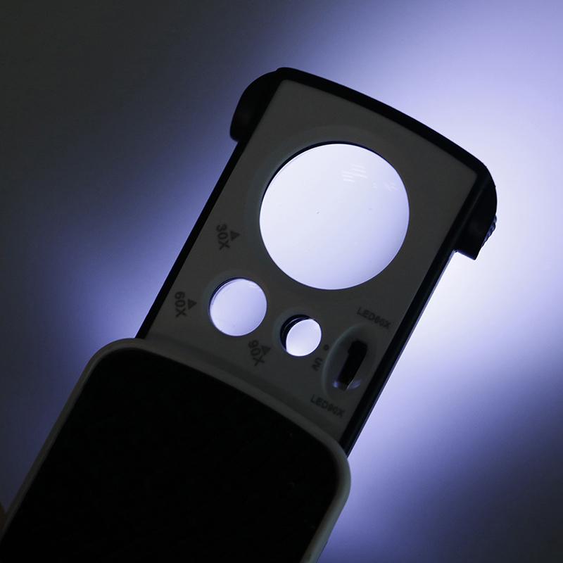 30X 60X 90X Cep Büyüteci Kuyumcu Gözlüğü Lup Led Işıklar