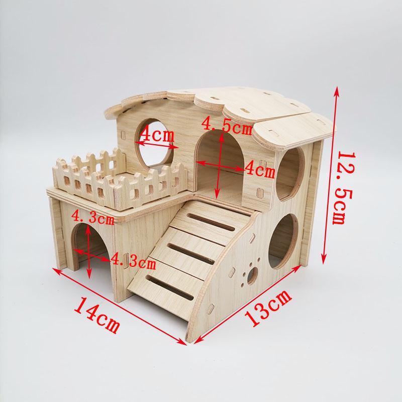 Solid Wood Hideout for Hamsters, Squirrels, Hedgehogs, and Guinea Pigs - Large Wooden House/Nest