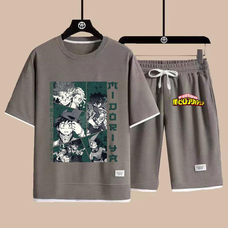 My Hero Midoriya Izuku Seturi Tricou Mânecă Scurtă și Pantaloni Scurți Vară Nouă Modă Bărbați Tricou Topuri Pantaloni de Jos Costum Desen Animat Anime Haine Bărbați Set