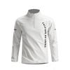 Herren Langarm Viertel-Reißverschluss Pullover Leichte Sportoberteil mit vertikalem gedrucktem Buchstaben-Design für Laufen Training Fitness