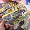 Alloy Metal Bookmark Oil Painting Style Book Clip Retro Floral Painting Ruler  Student