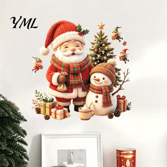 Snowman Elves Toilet Seat Decals Cute Santa Christmas Wall Decals, Removable PVC Stickers with No Residue Seasonal Decor Elf Gift Elements,