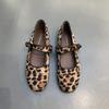 Fashion IPPEUM Leopard Ballet Flats Shoes Buckle 2025 Brown Black Vintage Ballerina Shoes