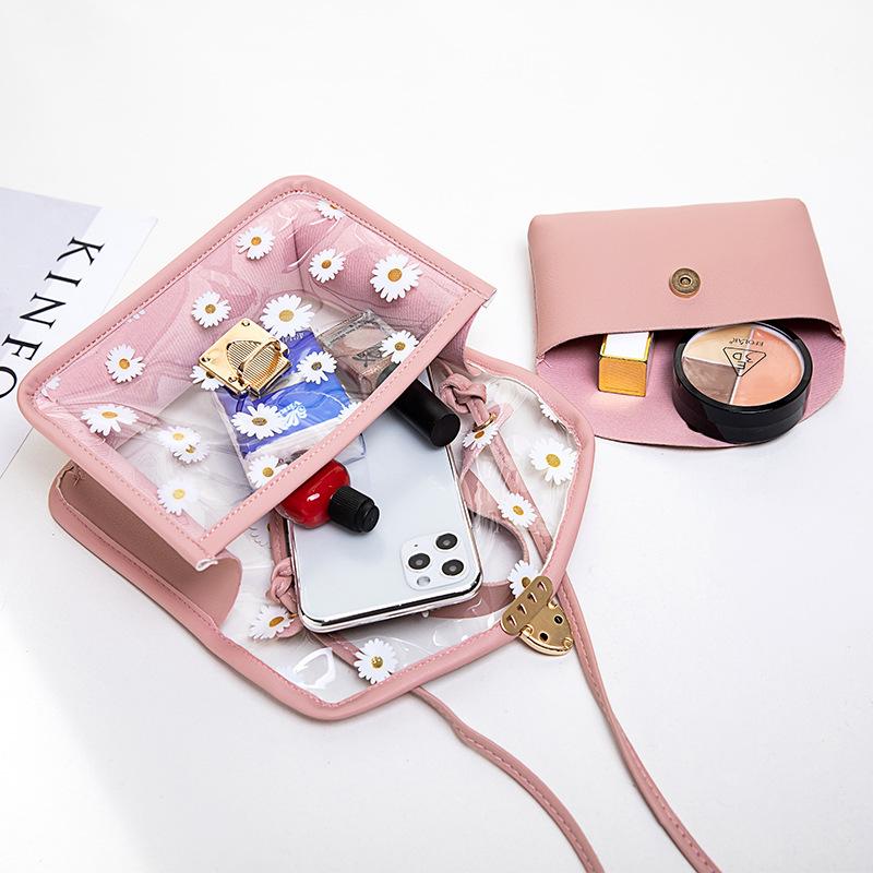 Korean-Style Transparent Crossbody Bag: Cute Women's Handbag with Lovely Print, Small & Fresh for 2024