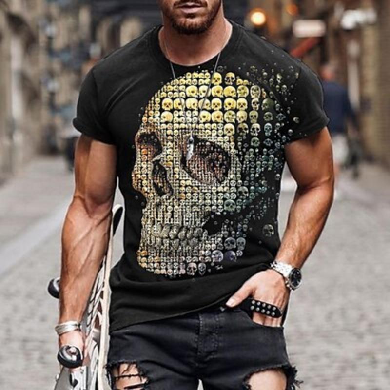 Men's Skull Graphic Prints Shirt T Shirt Tee Retro Shirts Short Sleeve T Shirt 3D Print Round Neck Shirt Vintage Designer Retro Street Daily Holiday