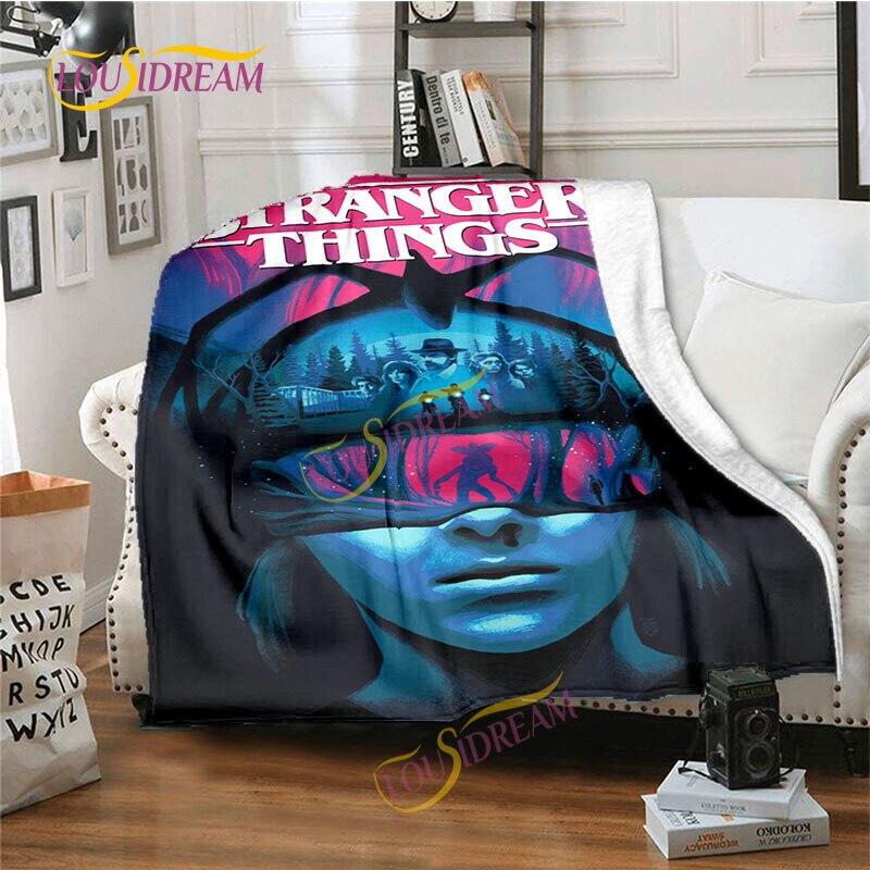 Stranger Things Flannel Blanket  Warm Comfort  Blanket Home Office Noon Break Blanket Travel Bed Sofa Washable Blanket.