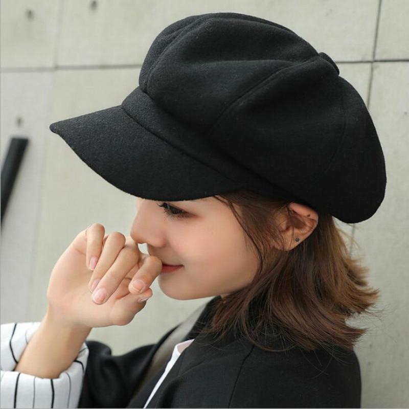 Women Beret Autumn Winter Octagonal Cap Hats Artist Painter Newsboy Hat Casual Beret Cap